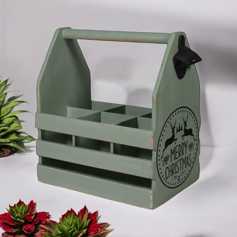 Anjelica 6 Bottle Tabletop Wine Bottle Rack, Green