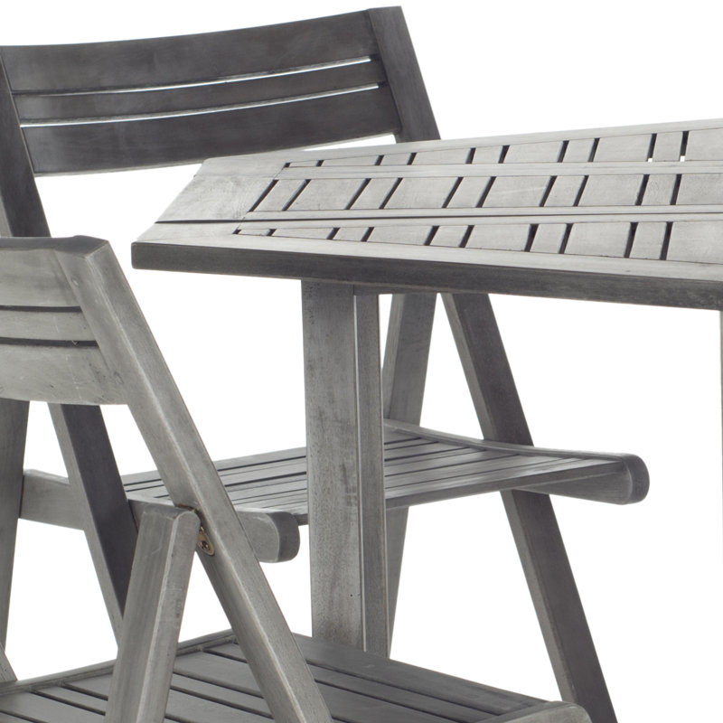 Lagarde 4 - Person Acacia Wood Patio Dining Set with, Gray Wash