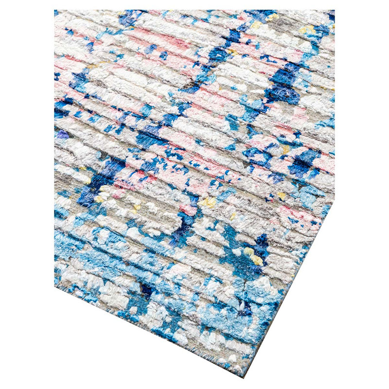 Hand Woven Wool Abstract Area Rug, Rectangle 8' x 10'