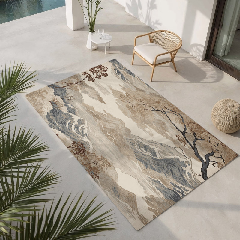 Crimson Flow Indoor And Outdoor Area Rug, Rectangle 1'6" x 2'6"