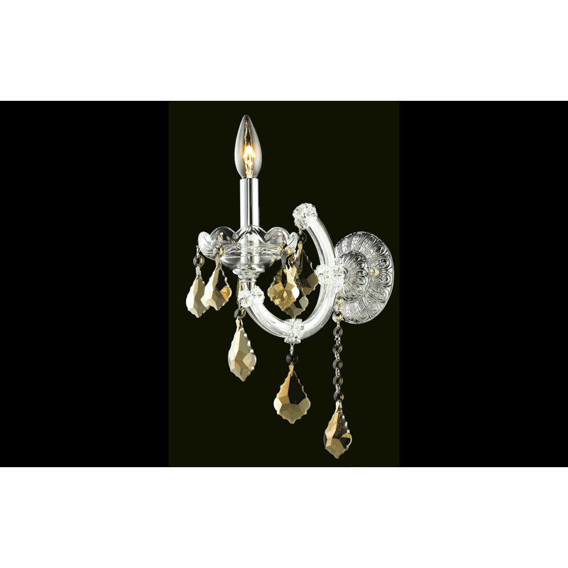Lampe murale bougie 1 lumières Towry, Chrome / teck