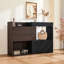 Armoire à chaussures rotative 32,5 po à 58,8 po avec 1 tiroir, coin à 90 degrés pour le salon, le hall d'entrée, la sortie, la maison de rangement extensible noire et noyer, le couloir, l'entrée