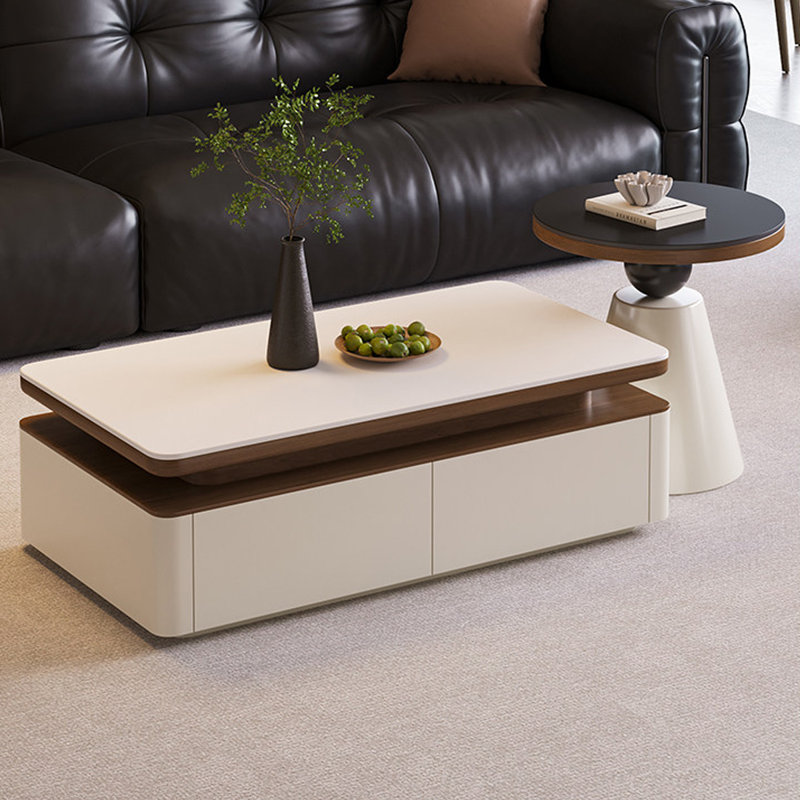Table basse rectangulaire en bois manufacturé blanc, 15.24" H x 47.24" L x 23.62" W