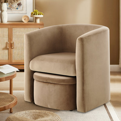 Fauteuil d'appoint et repose-pieds rembourrés Braedin, aucun assemblage requis