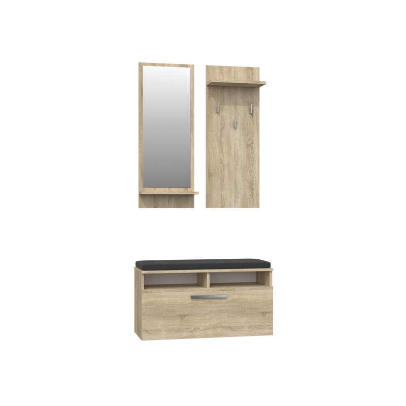 Losh Hall Tree 85cm Wide with Shoe Storage, Sonoma Oak