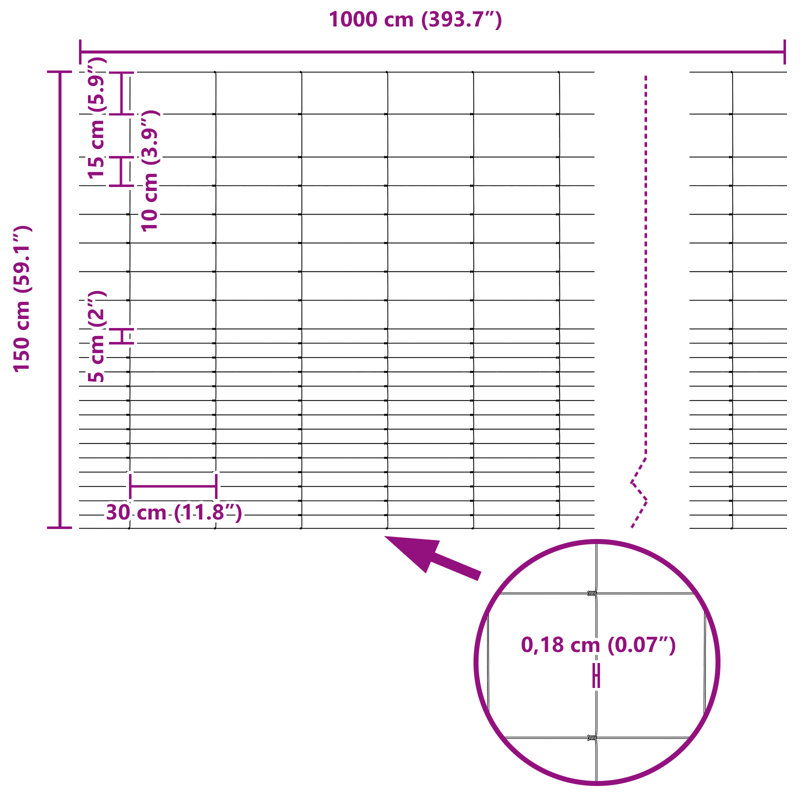 Field Fence Galvanised Steel, 160cm H x 1000cm W
