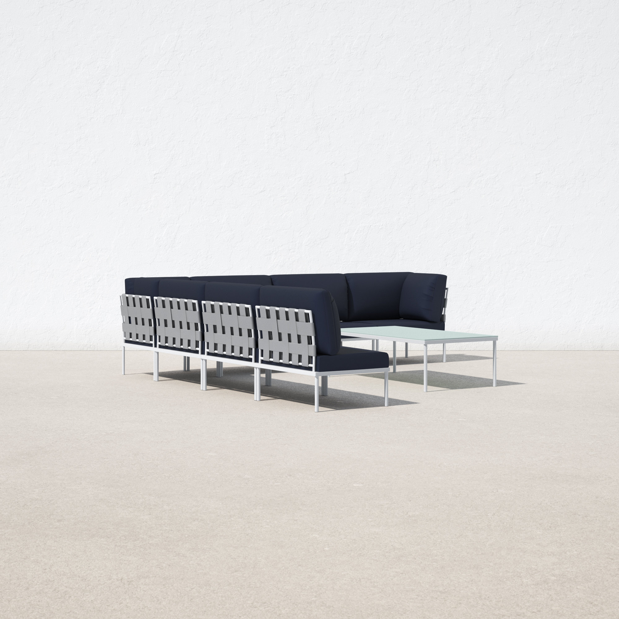 Harmony 8-piece Outdoor Patio Aluminum Sectional Sofa Set, Navy
