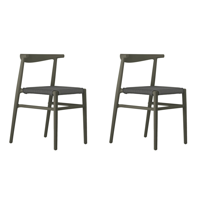 Ensemble de 2 chaises empilables Joi, Gris anthracite, Brun foncé