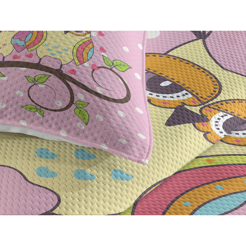 Owl Polyester Coverlet, King Bedspread + 2 Shams