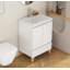 Meuble-lavabo monté avec lavabo, système de fermeture en douceur, lavabo en céramique, bois massif, facile à installer, conception unique sans poignée