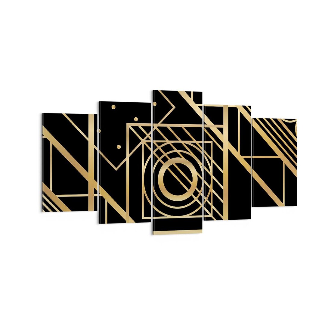 3-tlg. Leinwandbilder-Set Leinwandbild Abstraction Square Gold