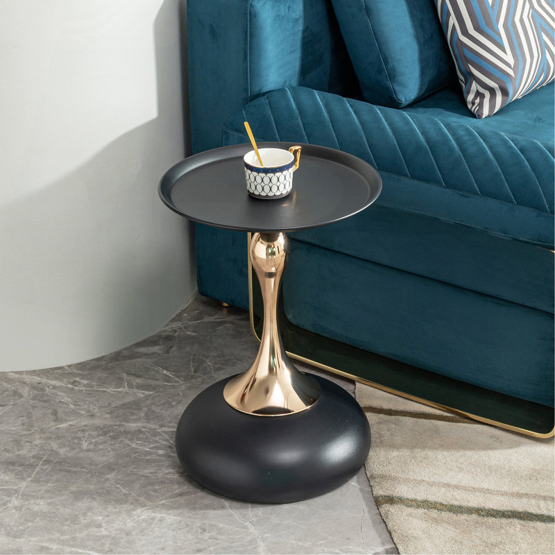 Petite table d'appoint ronde pour petits espaces, table basse, petite table basse de salon, table de bout noire