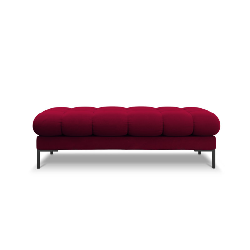 Asbell Polyester Upholstered Bench, Red, Black