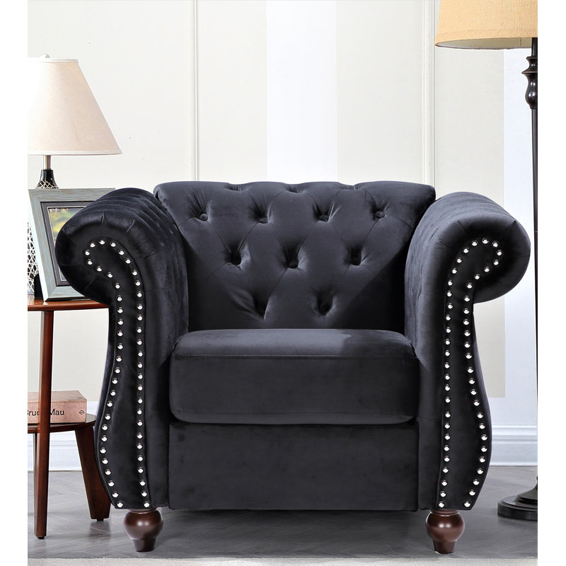Fauteuil Chesterfield 40,6 po Feldt, Noir