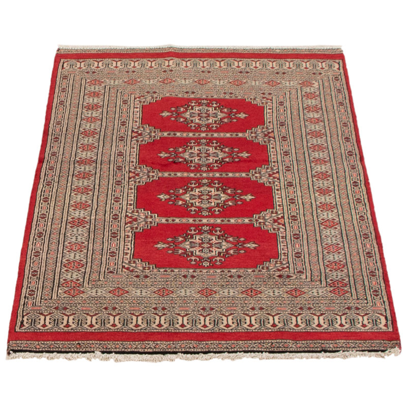 Tapis rouge en laine noué à la main de conception unique 3 pi 1 po x 4 pi 10 po nouvel âge Molly-Ann