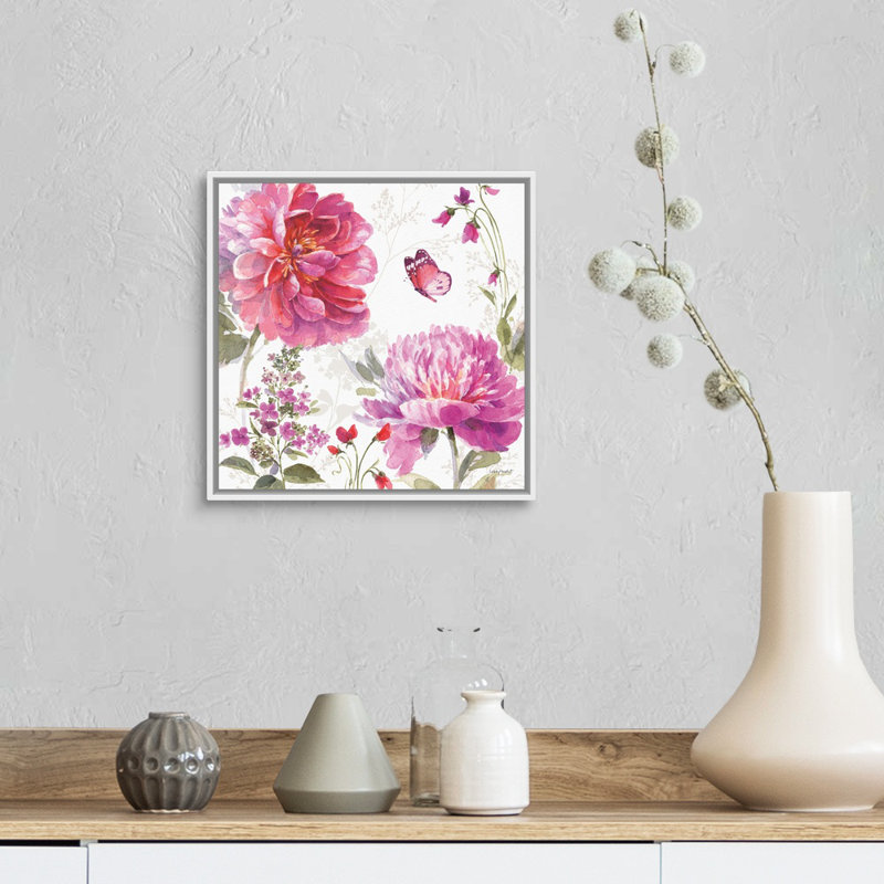 Visiblement rose 19 par Lisa Audit - reproduction d'art, Toile blanche encadrée, H 14 po x l 14 po x P 1,75 po