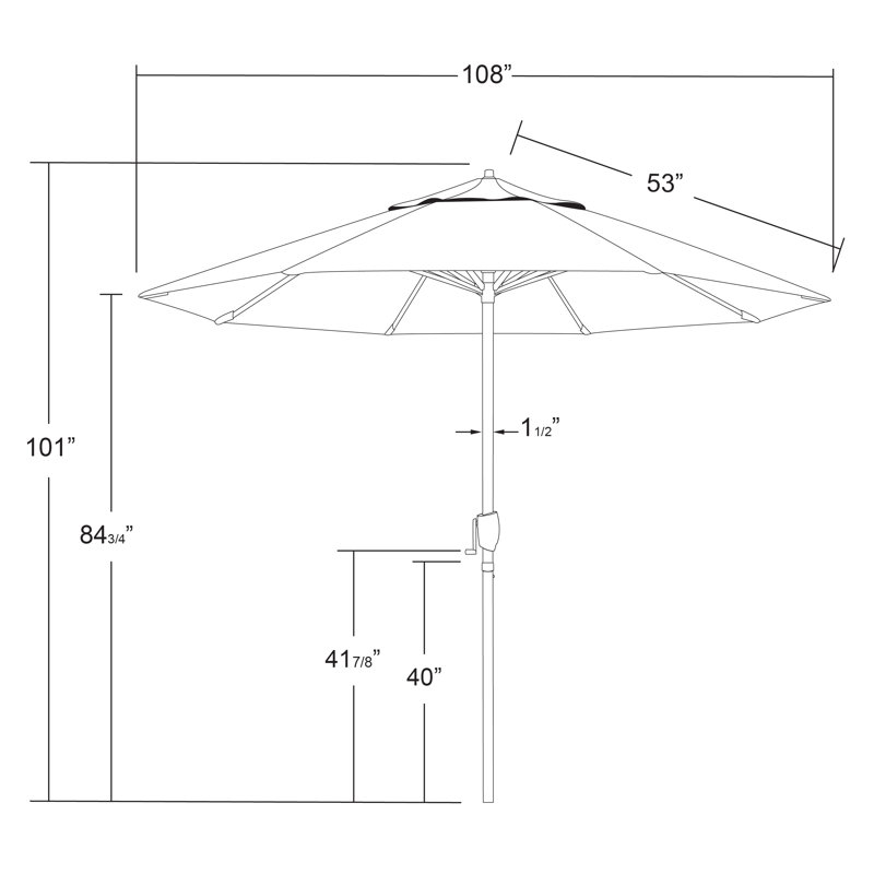 Parasol de marché 108 po Stevie, Rayure Cabana bleu marine / blanche