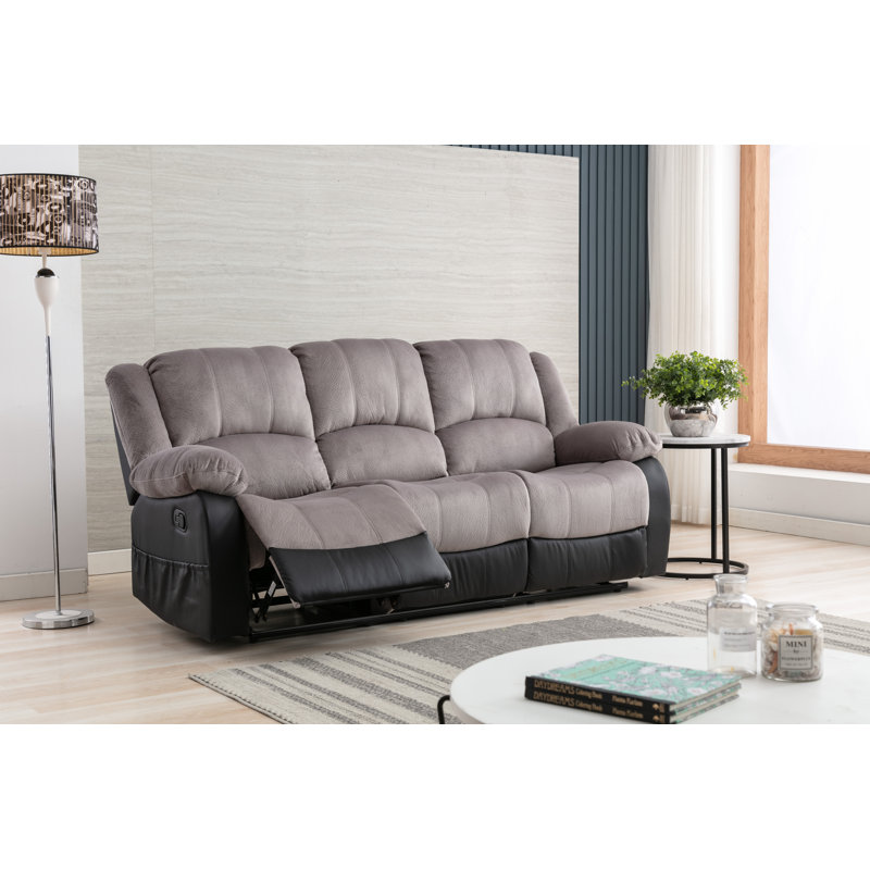 Canapé inclinable à accoudoirs coussinés de 83 po Alizzon, Gris