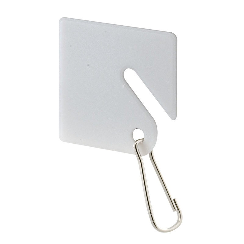 1-1/2 In. X 1-1/2 In., White Plastic, Key Tag With Hook