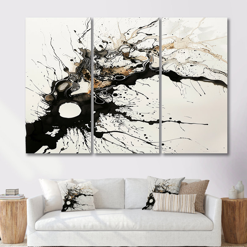 Pensées fluides - ensemble d'impressions murales abstraites à encre liquide, H 28 po x l 36 po x P 1 po, Toile tendue