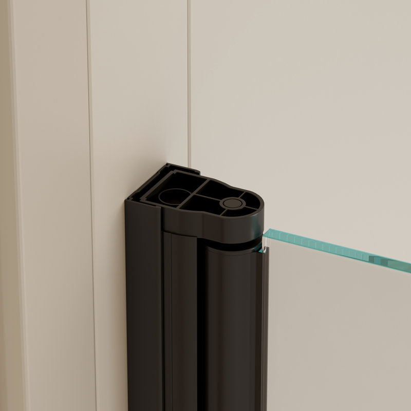 30 po W * 58 H porte de douche pour baignoire - aluminium noir mat, plaque vive vive trempée de 6 mm