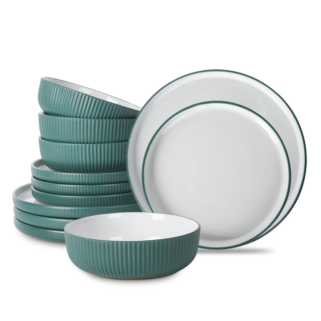 Christian Siriano Laro Stoneware Dinnerware Set - Service for 4 (Set of 12) Christian Siriano 
