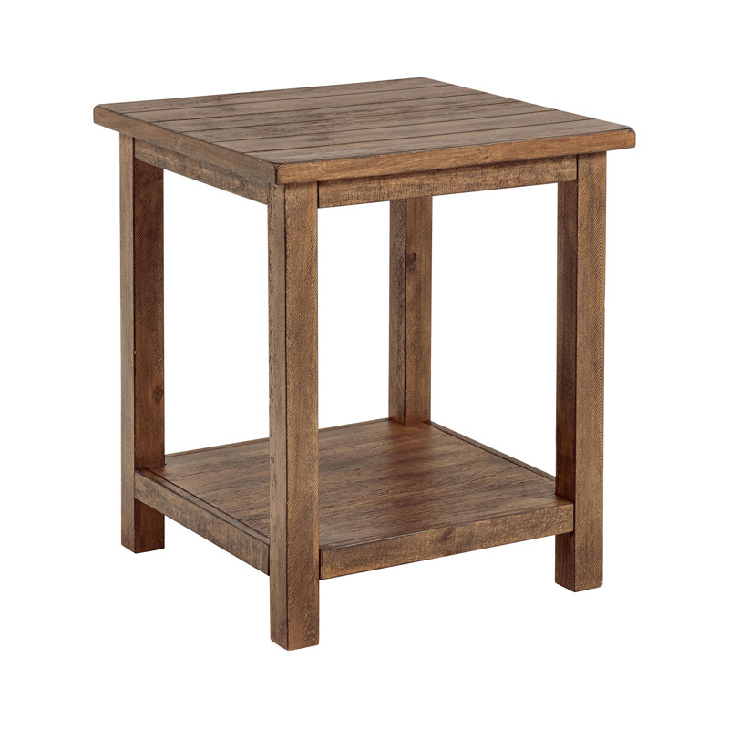 Table de bout en bois avec tablette inférieure ouverte en brun vieilli
