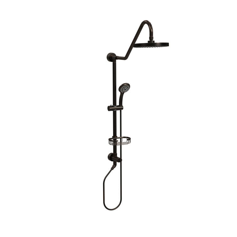 Kauai III 8-in Rain Showerhead Shower System with Slide Bar and Integrated Soap Dish