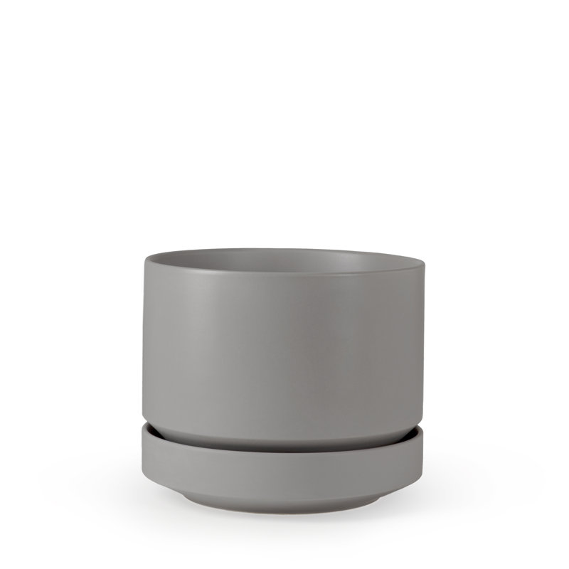 Pot à fleurs en céramique Byer, Gris, H 6 po x l 7 po x P 7 po