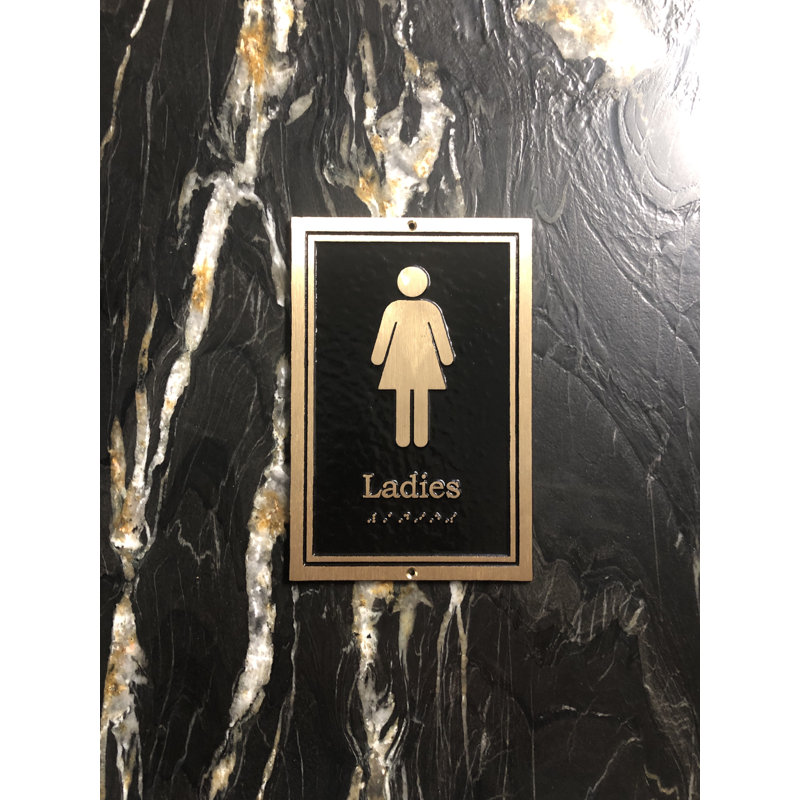 Enseigne à toilettes ladies Contemporary, Noir / or