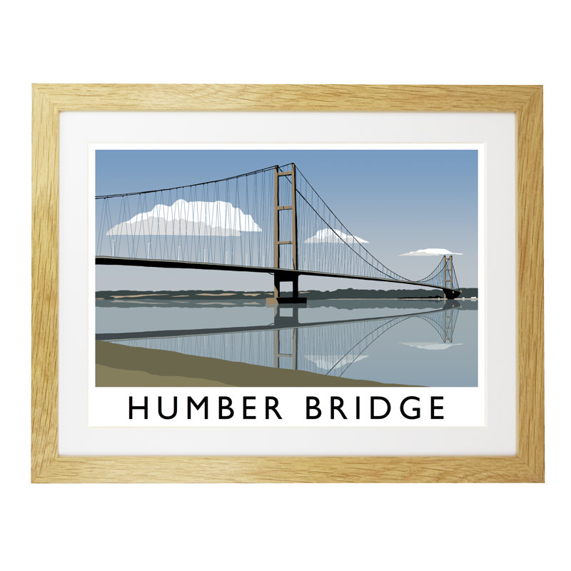 Humber Bridge 2 1 Piece Wall Art, 33.5 cm H x 43.5 cm W x 2.2 cm D, Oak Wood Frame