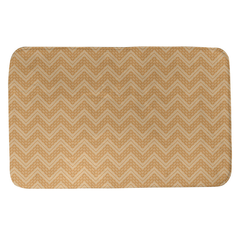 Tapis pour salle de bain à motif à chevrons à la main Stephenie, l 21 po x L 34 po, Orange / orange clair