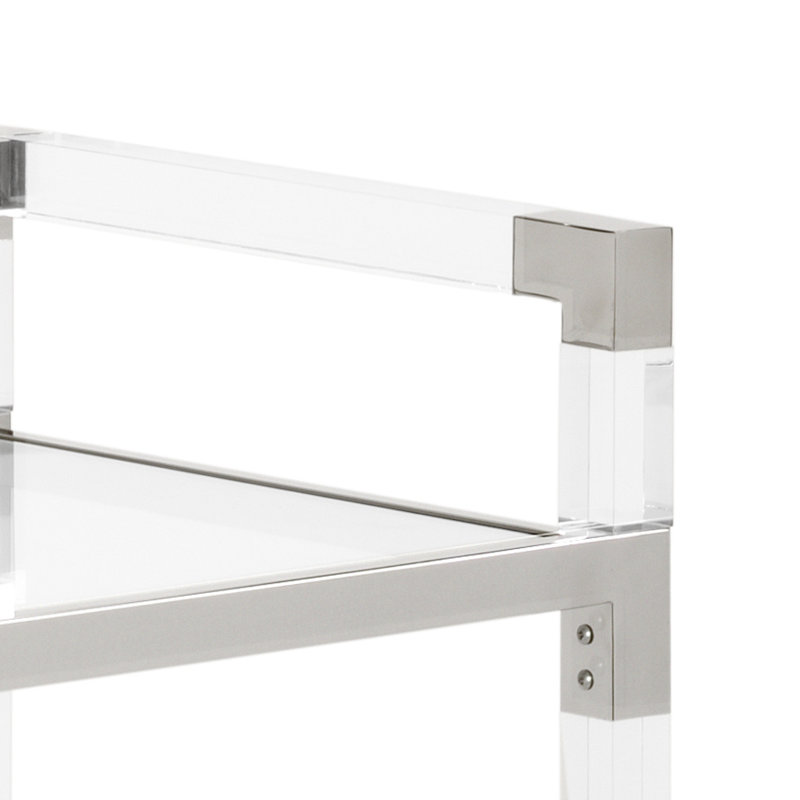 Acrylic Bar Cart, Clear/Polished Nickel