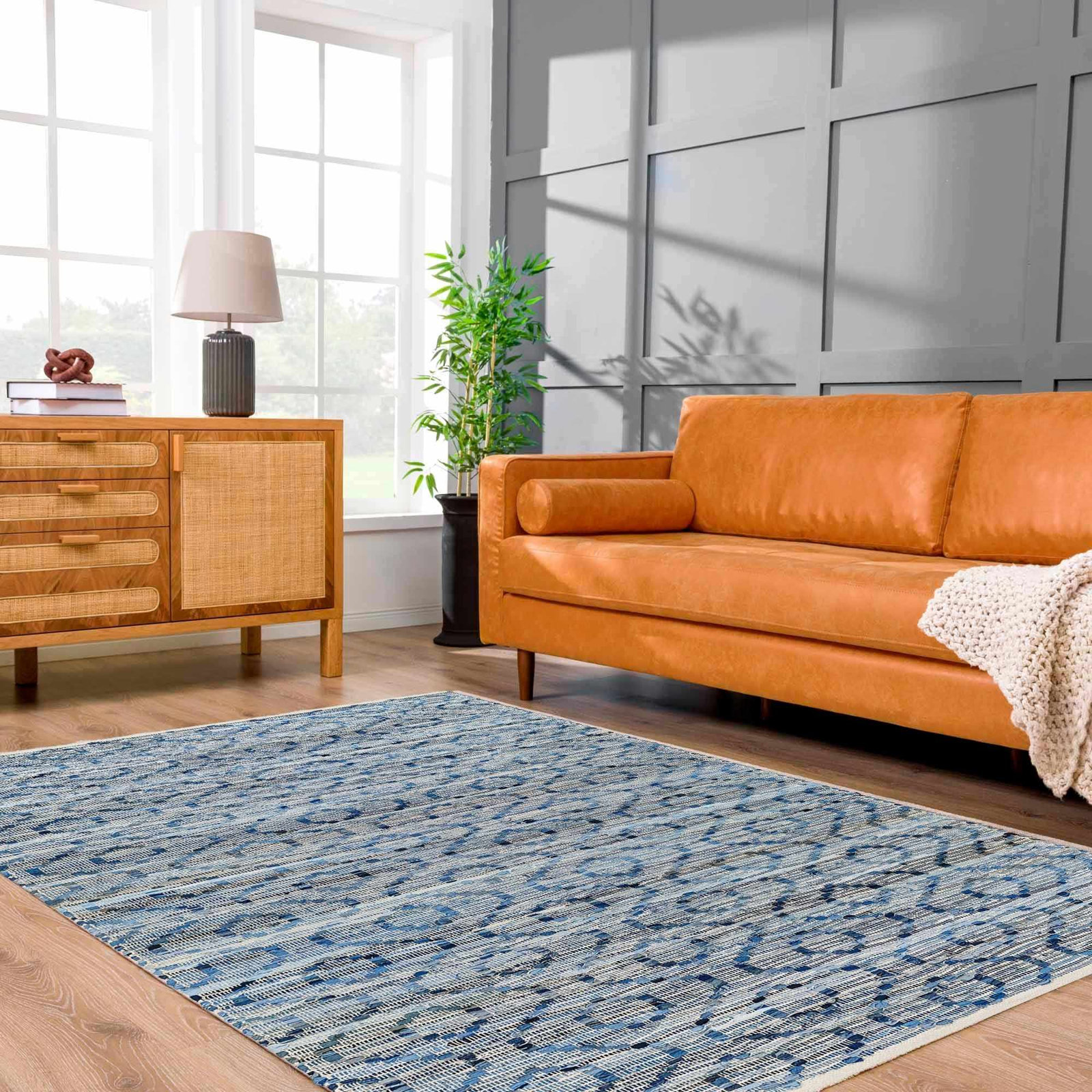Denyer Hand-Woven Geometric Rug, Rectangle 27" x 45"