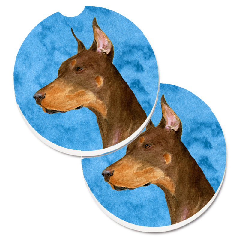 Sous-verre barbu collie voiture, Doberman brun foncé