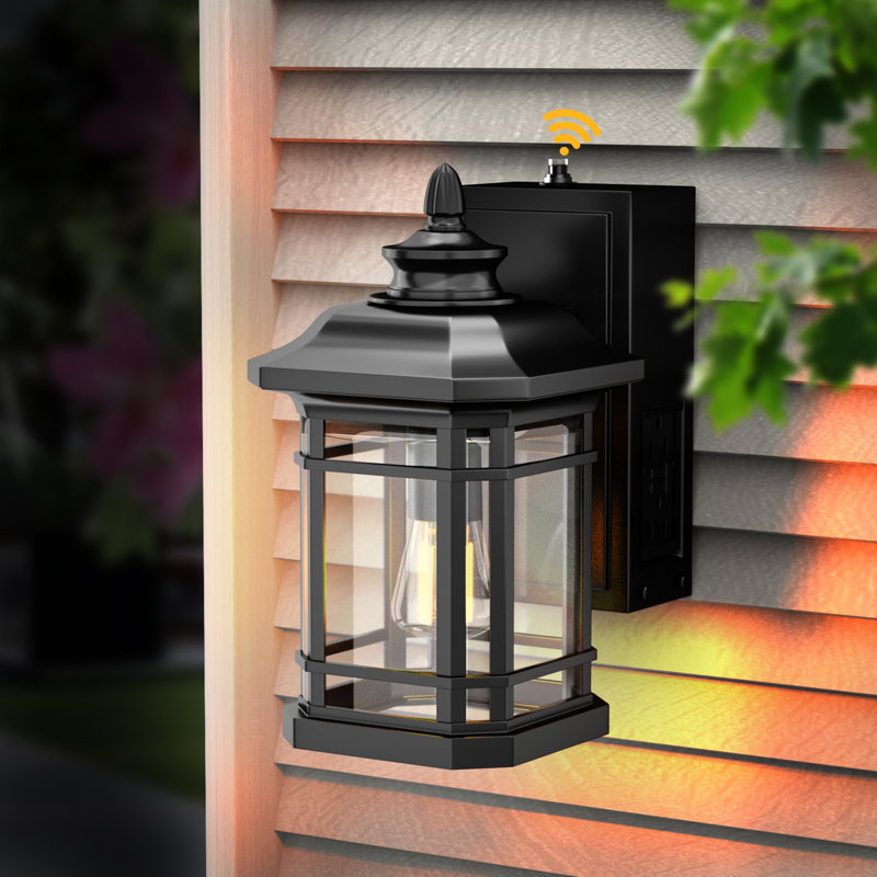  Dusk To Dawn Outdoor Lights With Gfci Outlet Sensor Outside Exterior Porch Wall Light Fixture, Anti-Rust Wall Mount Lantern,Waterproof Wall Sconce,Outside Lights For House Front Door(Bulb Not Include)