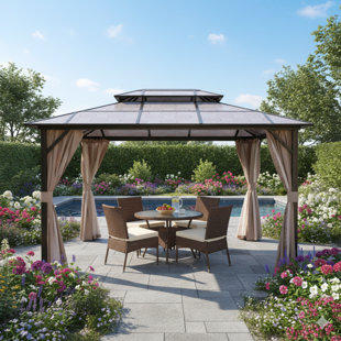 13 X 10 Ft  All-Aluminum Double-Top Patio Gazebo Sun Canopy