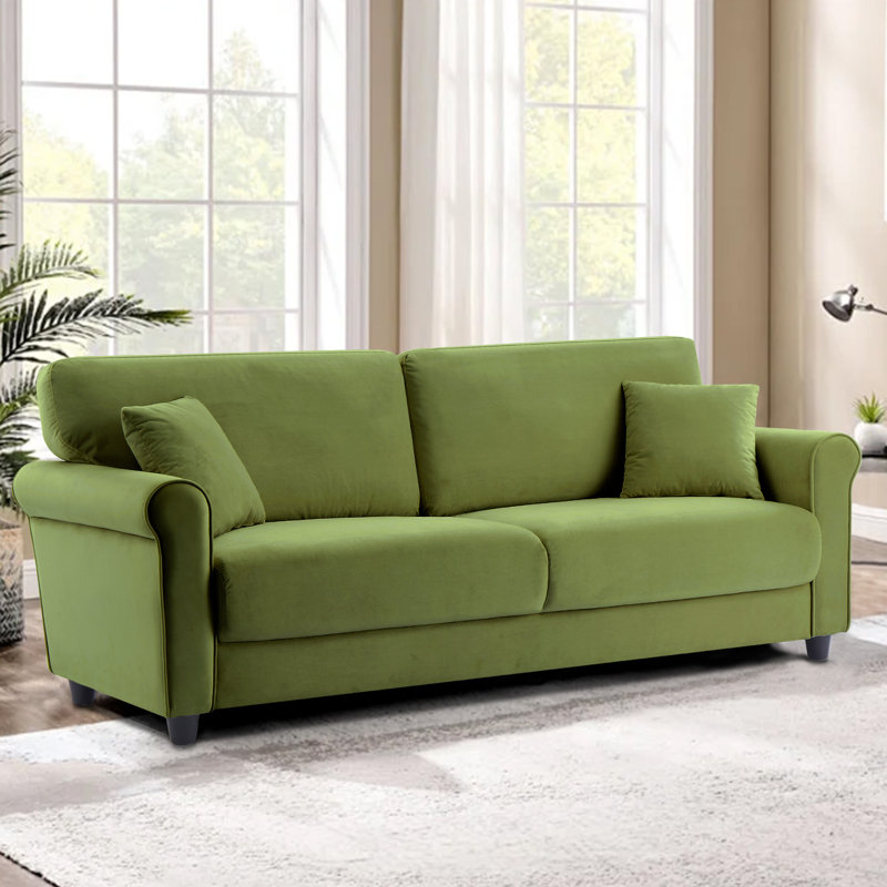 Modern Velvet Sofa,  83“ Minimal Cloud Couch, Oversized Loveseat  For Living Room, Apartment, Office, Green