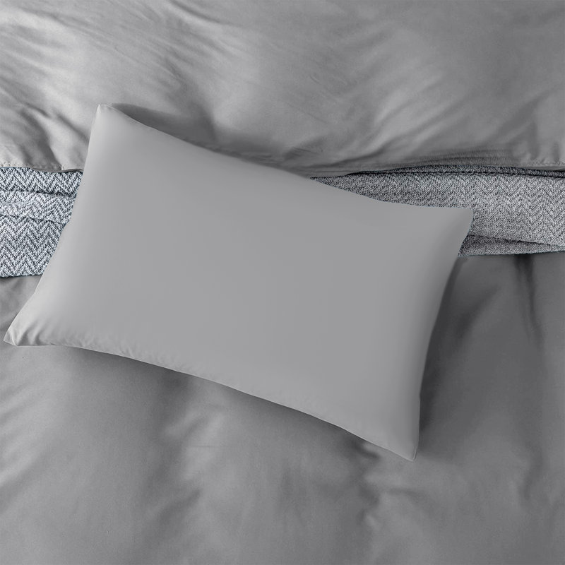 Super Soft Reversible 4 piece Plain Duvet Cover Set with Pillowcases, Kingsize Duvet Cover + 3 Additional Pieces, Silver