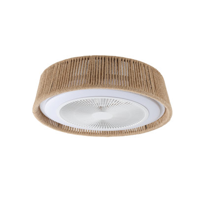 21.3" Bohemian Braided Ceiling Fan Light, Silent Remote Control With Timing Function, Adjustable Color Temperature, Suitable For Bedroom And Living Room