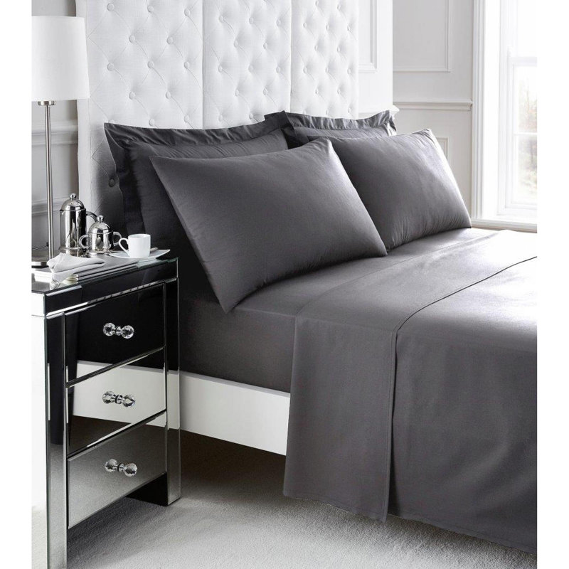  Egyptian-Quality Cotton Duvet Cover Set, White, Double Duvet Cover + 2 Pillowcases