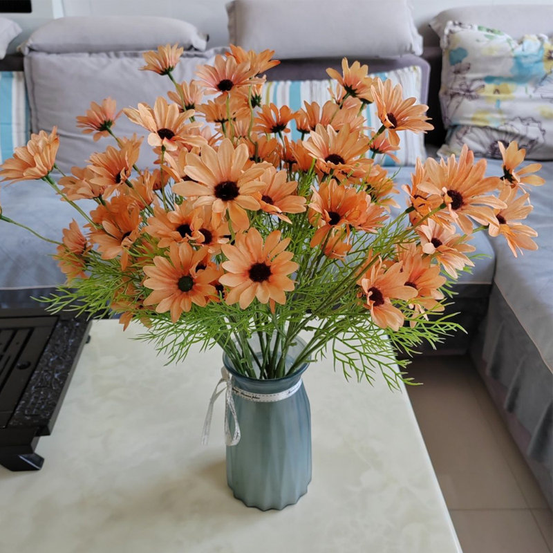 Small Daisy Artificial Flower Decoration Living Room High-End Decorations Table Plastic Bouquet Chamomile Dried Flowers, Set Of 20