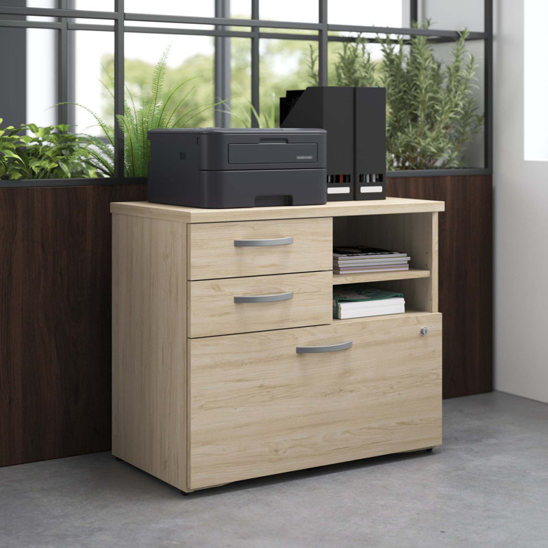 29.7 " Wide 3 Lateral Filing Cabinet, Natural Elm