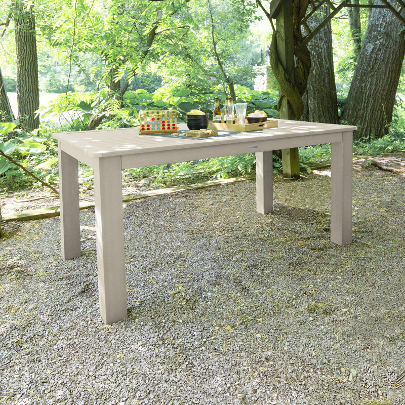 Highsmith Rectangular Outdoor Dining Table With Umbrella Hole , in. W 42'' in. D, Whitewash, 36'' H x 42'' W x 72 '' D
