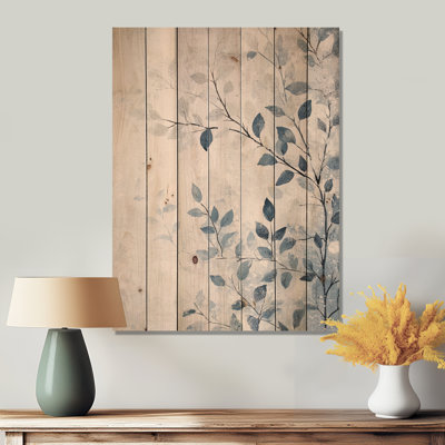 Branches, laissez dans la neige II - feuilles, art mural en bois sur bois de pin naturel