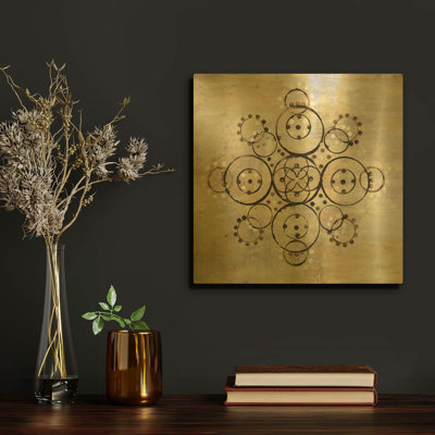 «Neutral Mandala 1» par Melissa Averinos, art mural en métal doré, 12 po x 12 po