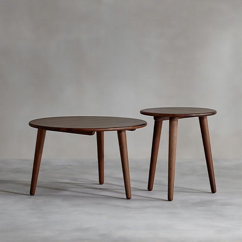 Walnut Solid Wood Round Coffee Table Sets