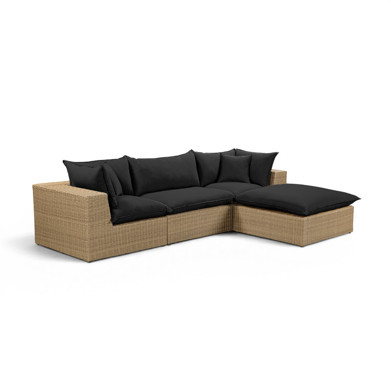 Canapé modulaire d'extérieur Cali, 3, Canapé, repose-pieds
