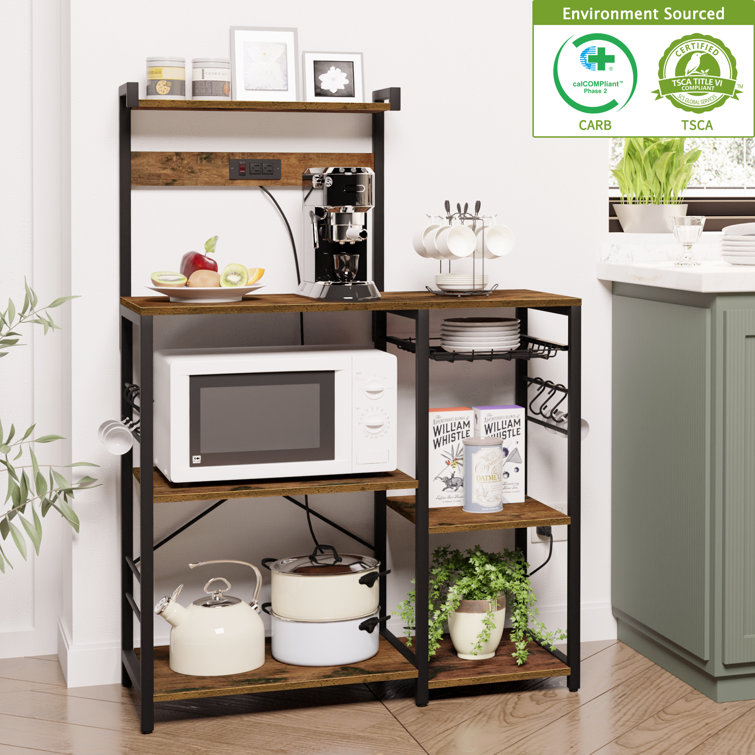 4 Tier Kitchen Organizer Shelf Storage Cabinet for Microwave Coffee Station