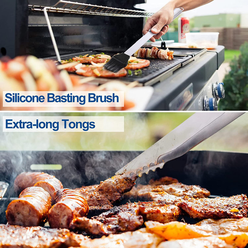 Ensemble d'outils de barbecue robustes en acier inoxydable
